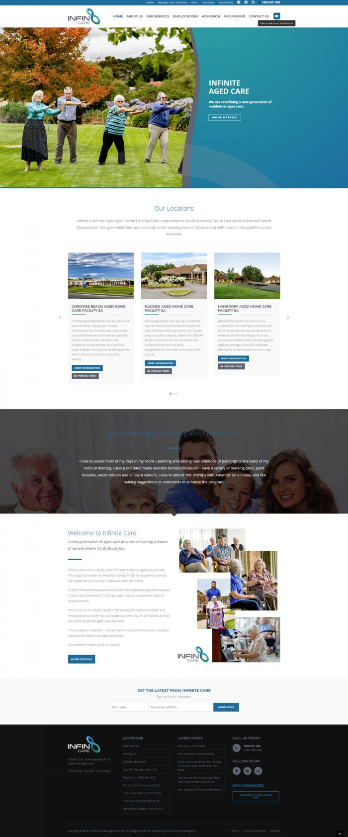 Infinite Aged Care Homepage
