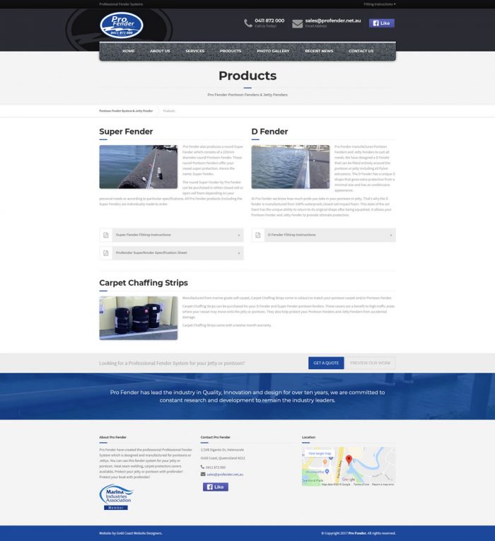 Pro Fender Pontoon Fenders & Jetty Fenders Products Page